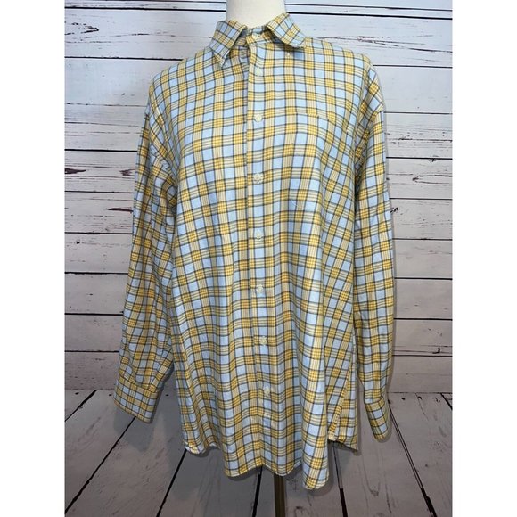 Peter Millar Long‎ Sleeve Button Front Shirt Medium IMPERFECT Cotton Plaid - Picture 1 of 11